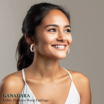 Elegant CZ Hoop Earrings for Women - 14k Gold Plated