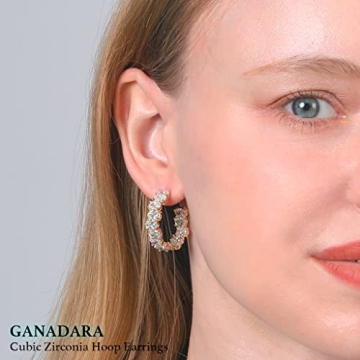 Elegant CZ Hoop Earrings for Women - 14k Gold Plated