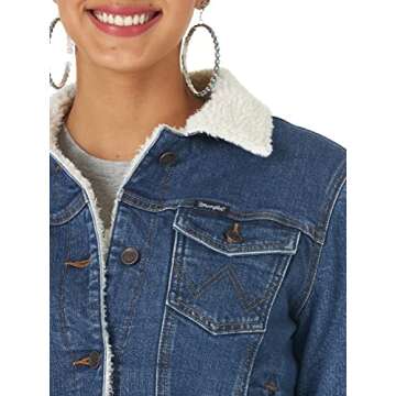 Wrangler Women's Retro Sherpa Lined Jacket, Denim, X-Large