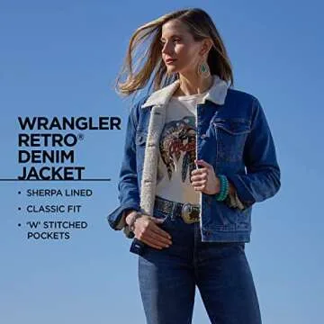 Wrangler Women's Retro Sherpa Lined Jacket, Denim, X-Large