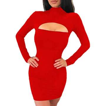 Sexy Long Sleeve Bodycon Dress for Club Parties