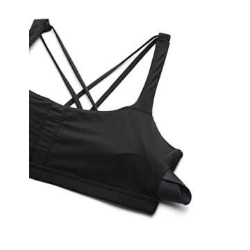 CRZ YOGA Women's Light Support Strappy Sports Bra - Low Cut Wirefree Padded Yoga Cami Criss Cross Back Black Medium