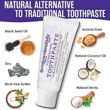 SprinJene Fluoride Free Toothpaste for Sensitive Teeth & Gum Fresh Breath Helps Dry Mouth Natural Non Fluoride Toothpaste for Adult SLS Free, Toxic Preservative Free with Black Seed Oil & Zinc 4 Pack
