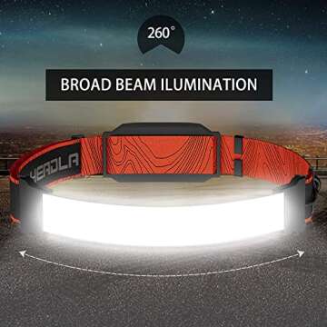 GETOVIN Headlamp Rechargeable, 2-Pack Head Lamp Flashlight Broad Beam USB LED Headlight with Red Safety Taillight Ultra Bright Hard Hat Light Waterproof,Outdoor Camping,Running