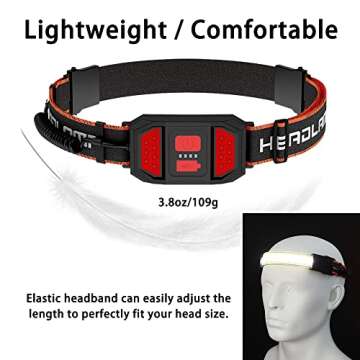 GETOVIN Headlamp Rechargeable, 2-Pack Head Lamp Flashlight Broad Beam USB LED Headlight with Red Safety Taillight Ultra Bright Hard Hat Light Waterproof,Outdoor Camping,Running