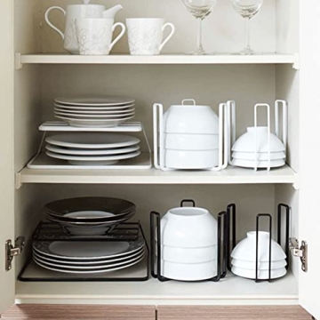 2PCS Dinnerware Bowl Plate Holder ,Bowl Holders Organizer Fit for 6.5 Inches Diameters Bowl, Metal Bowl Storage Dying Display Rack for Kitchen Drawer, Countertop, Cabinet, Shelf, Cupboard(White）