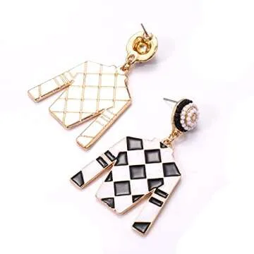 Glitter Earrings Cute Derby Riding Suit Dangle Earrings Western Jersey Silk Drop Earrings for Women Fun Horse Racing Fan Jewelry Accessories Gift