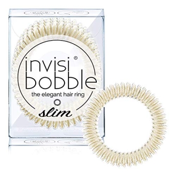 invisibobble SLIM Traceless Spiral Hair Ties - Pack of 3, Stay Gold - Strong Elastic Grip Coil Hair ...