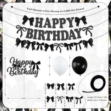 Elegant Black Bow Birthday Party Decorations Kit