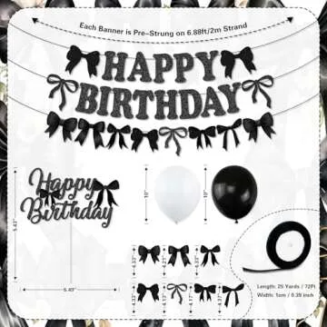 Elegant Black Bow Birthday Party Decorations Kit