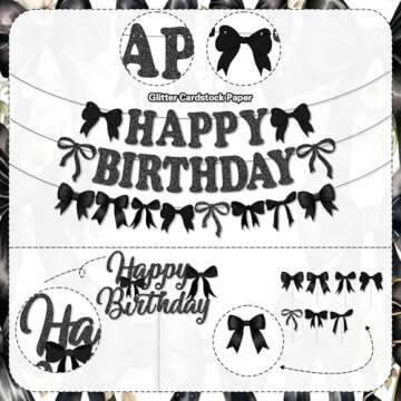 Elegant Black Bow Birthday Party Decorations Kit