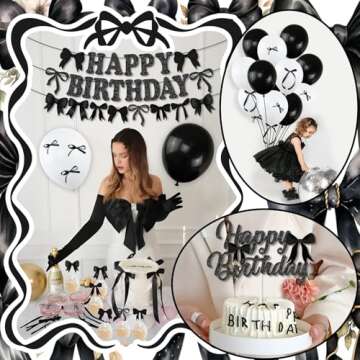 Elegant Black Bow Birthday Party Decorations Kit