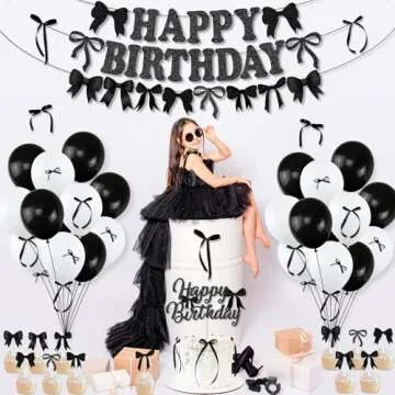 Elegant Black Bow Birthday Party Decorations Kit