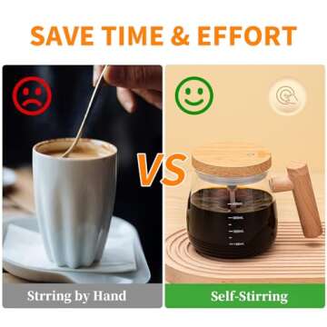 FOVNOT Self Stirring Coffee Mug, 400ML Chargeable Self Stirring Mug Electric High Speed Mixing Cup W...