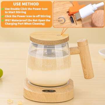 FOVNOT Self Stirring Coffee Mug, 400ML Chargeable Self Stirring Mug Electric High Speed Mixing Cup With 55° Thermostatic Coaster Electric Mixing Cup Suitable for Coffee/Milk/Hot Chocolate