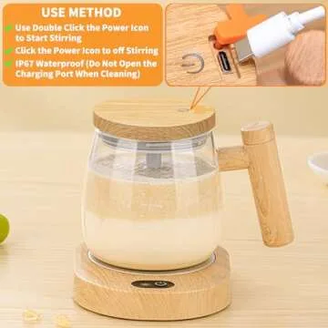 FOVNOT Self Stirring Coffee Mug, 400ML Chargeable Self Stirring Mug Electric High Speed Mixing Cup With 55° Thermostatic Coaster Electric Mixing Cup Suitable for Coffee/Milk/Hot Chocolate