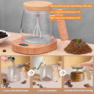 FOVNOT Self Stirring Coffee Mug, 400ML Chargeable Self Stirring Mug Electric High Speed Mixing Cup With 55° Thermostatic Coaster Electric Mixing Cup Suitable for Coffee/Milk/Hot Chocolate