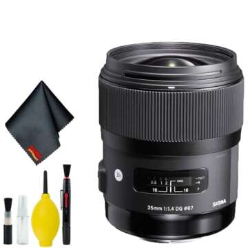 Sigma 35mm f/1.4 DG HSM Art Lens for Canon EF Mount (USA) Standard Bundle V2 with 6AVE Deluxe Camera Lens Cleaning Kit