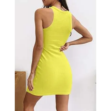 Samefar Women's Summer Bodycon Dress in Yellow - XS