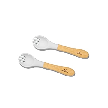 Avanchy Baby Fork Set – Bamboo and Silicone Spork Utensils for Toddlers' self-feeding