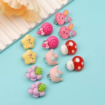 20 Pairs Kids Clip On Earrings for Girls Hypoallergenic Clip On Earrings Cute Rainbow Butterfly Todder Clip Earrings Little Girls Jewelry Ages 6-12