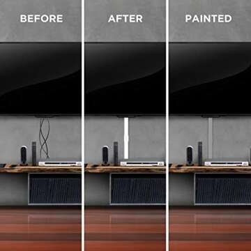 150in Cord Hider Kit - 6-Pack 25in Cable Management for Wall-Mounted TV or Computer Cables - Paintable Wire Covers for Cords by Simple Cord (White)