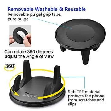 SRUNP Dashboard Cell Phone Holder for Car[Vertical Horizontal 360°Rotate] Car Phone Mount,Compatible iPhone 12 11 XS X 8 7 Pro Max Samsung Android Smartphones and More