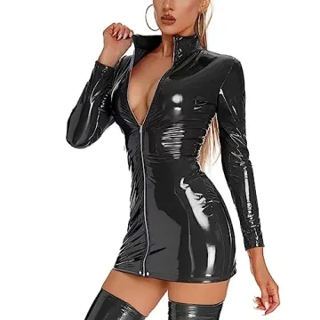 Stunning xokesy Women Sexy Leather Dress for Parties