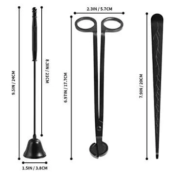 Kirecoo 3 in 1 Candle Accessories - Candle Wick Trimmer Polished Stainless Steel Wick Care Kit with ...