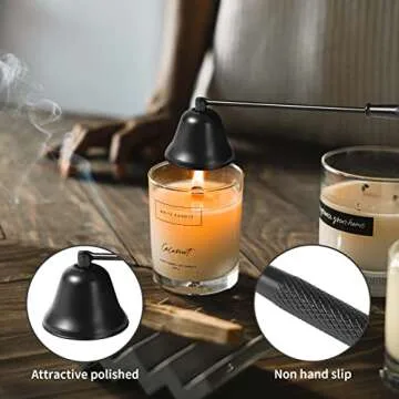 Kirecoo 3 in 1 Candle Accessories - Candle Wick Trimmer Polished Stainless Steel Wick Care Kit with Trimmer, Cutter, Snuffer, Dipper