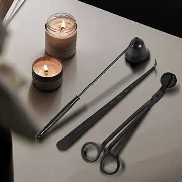 Kirecoo 3 in 1 Candle Accessories - Candle Wick Trimmer Polished Stainless Steel Wick Care Kit with Trimmer, Cutter, Snuffer, Dipper