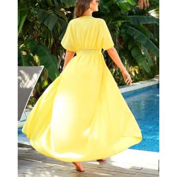 Women's Swimwear Cover Ups Tie Front Swimsuit Kimono Cardigan Long Flowy Beachwear