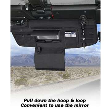Upgraded Jeep Wrangler Sun Visor Organizer with Molle Webbing