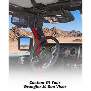 Upgraded Jeep Wrangler Sun Visor Organizer with Molle Webbing