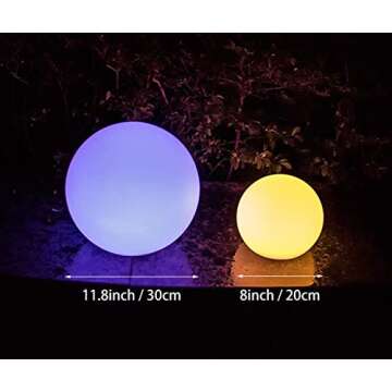 FANOAULEA 12 Inch Solar Ball Light, Outdoor Globe Light with Remote Control, 10 Modes RGB Color Changing, Waterproof Color Glow Solar Gazing Ball Sphere Lamp for Garden Yard Pathway Decor