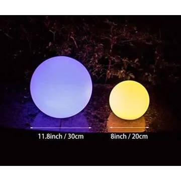 FANOAULEA 12 Inch Solar Ball Light, Outdoor Globe Light with Remote Control, 10 Modes RGB Color Changing, Waterproof Color Glow Solar Gazing Ball Sphere Lamp for Garden Yard Pathway Decor