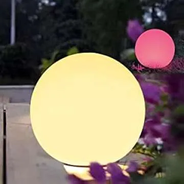 FANOAULEA 12 Inch Solar Ball Light, Outdoor Globe Light with Remote Control, 10 Modes RGB Color Changing, Waterproof Color Glow Solar Gazing Ball Sphere Lamp for Garden Yard Pathway Decor