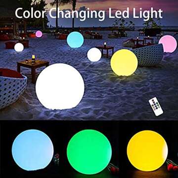 FANOAULEA 12 Inch Solar Ball Light, Outdoor Globe Light with Remote Control, 10 Modes RGB Color Changing, Waterproof Color Glow Solar Gazing Ball Sphere Lamp for Garden Yard Pathway Decor