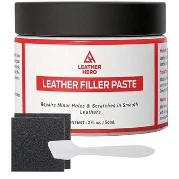 Leather Filler for Filling or Repairing Holes, Tears, Cracks, Scratches, for Leather Car Seats, Furn...