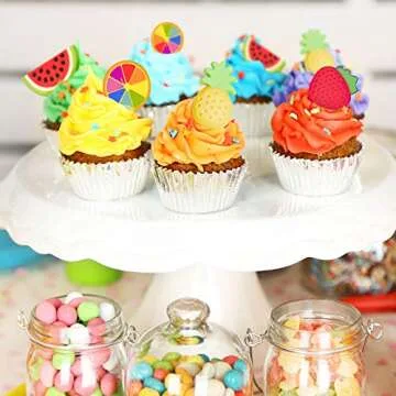 Whaline 4 Pack Fruit Shaped Silicone Mold Pineapple Lemon Watermelon Strawberry Chocolate Candy Baking Mould 3D Summer Fruit Ice Mold for DIY Jelly Fondant Soap Gummy Cake Cupcake Topper Decoration