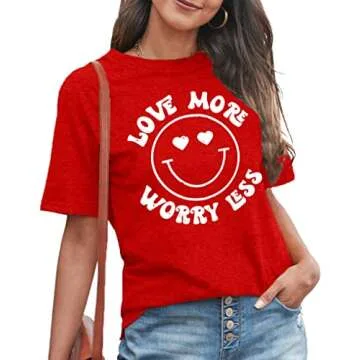 MAIHUN Love More Worry Less Valentines Day Shirt