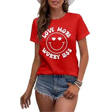 MAIHUN Love More Worry Less Valentines Day Shirt