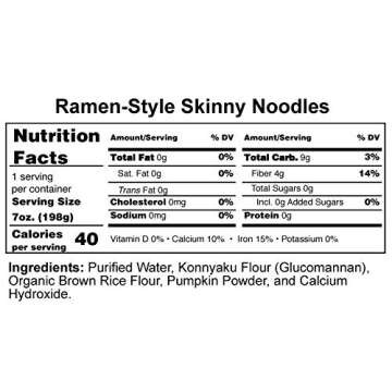 Skinny Shirataki Noodles, Pasta, Keto, Low Carb, Low Calorie, Healthy, Konjac, Konnyaku, Gluten-Free, Plant Based, Made in USA (Ramen, 7 Ounce, Pack of 12)