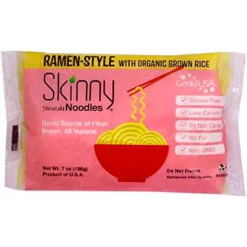 Skinny Shirataki Noodles, Pasta, Keto, Low Carb, Low Calorie, Healthy, Konjac, Konnyaku, Gluten-Free, Plant Based, Made in USA (Ramen, 7 Ounce, Pack of 12)