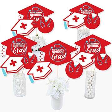 Big Dot of Happiness Nurse Graduation - Medical Nursing Graduation Party Centerpiece Sticks - Table ...