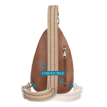 Vegan Leather Sling Bag for Women with Guitar Strap