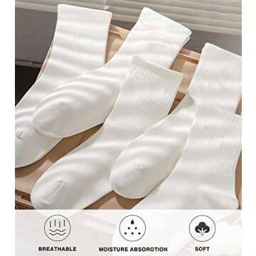 DOKUTOKU 3-12 Pack Womens Crew Socks Size 6-9 LightWeight Thin Casual Calf Socks (2048-6W)