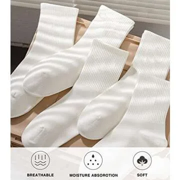 DOKUTOKU 3-12 Pack Womens Crew Socks Size 6-9 LightWeight Thin Casual Calf Socks (2048-6W)