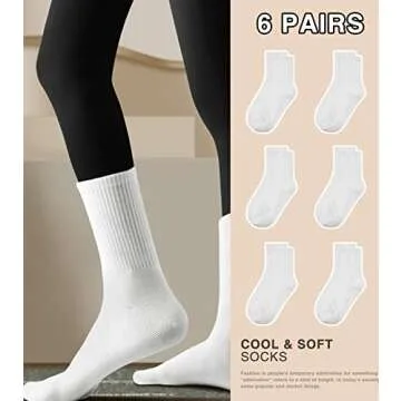 DOKUTOKU 3-12 Pack Womens Crew Socks Size 6-9 LightWeight Thin Casual Calf Socks (2048-6W)