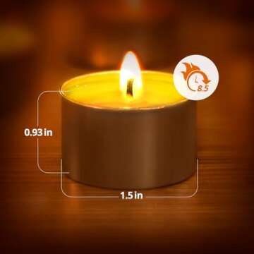 Ashlux Unscented Palm Tea Lights Candles 200 Pack - Smokeless, Long Burning, Perfect for Weddings an...